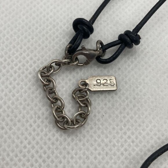 Peyote Bird Black Stone Pendant 16'' - 18'' Necklace Sterling 925 Silver‎ 10g - Picture 5 of 9